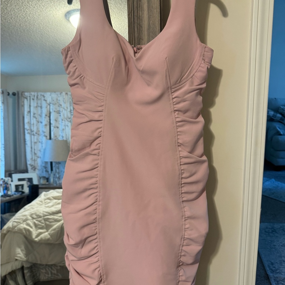 Guess Pink Ruffled Bodycon Mini Dress